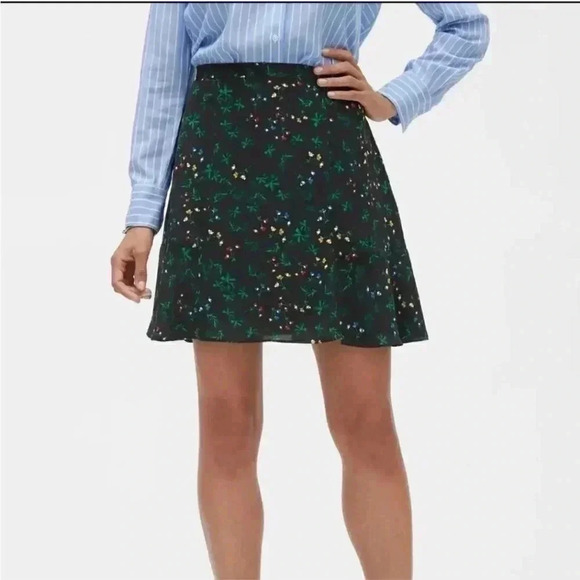 Banana Republic  black floral print fit and flare skirt sz 14 - Picture 6 of 7